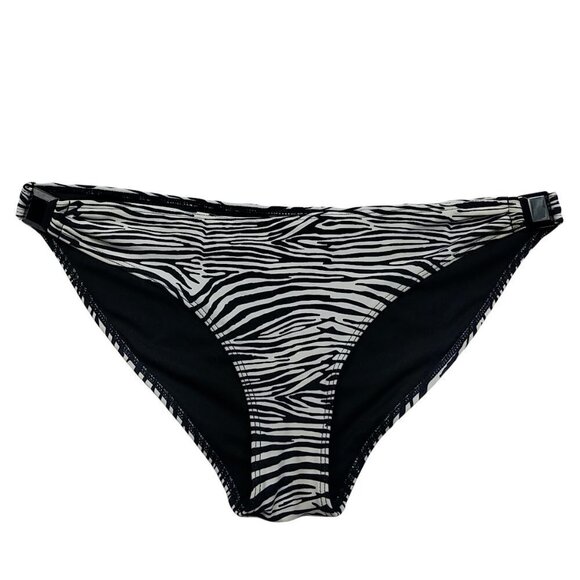H&M Hipster Bikini Swim Bottom Size 10 Zebra Print Black White Stretch - Picture 1 of 7
